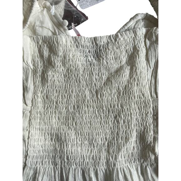 FREE PEOPLE, SIZE M, CREAM, CROP TOP, LONG SLEEVE, RUCHING - Picture 4 of 9
